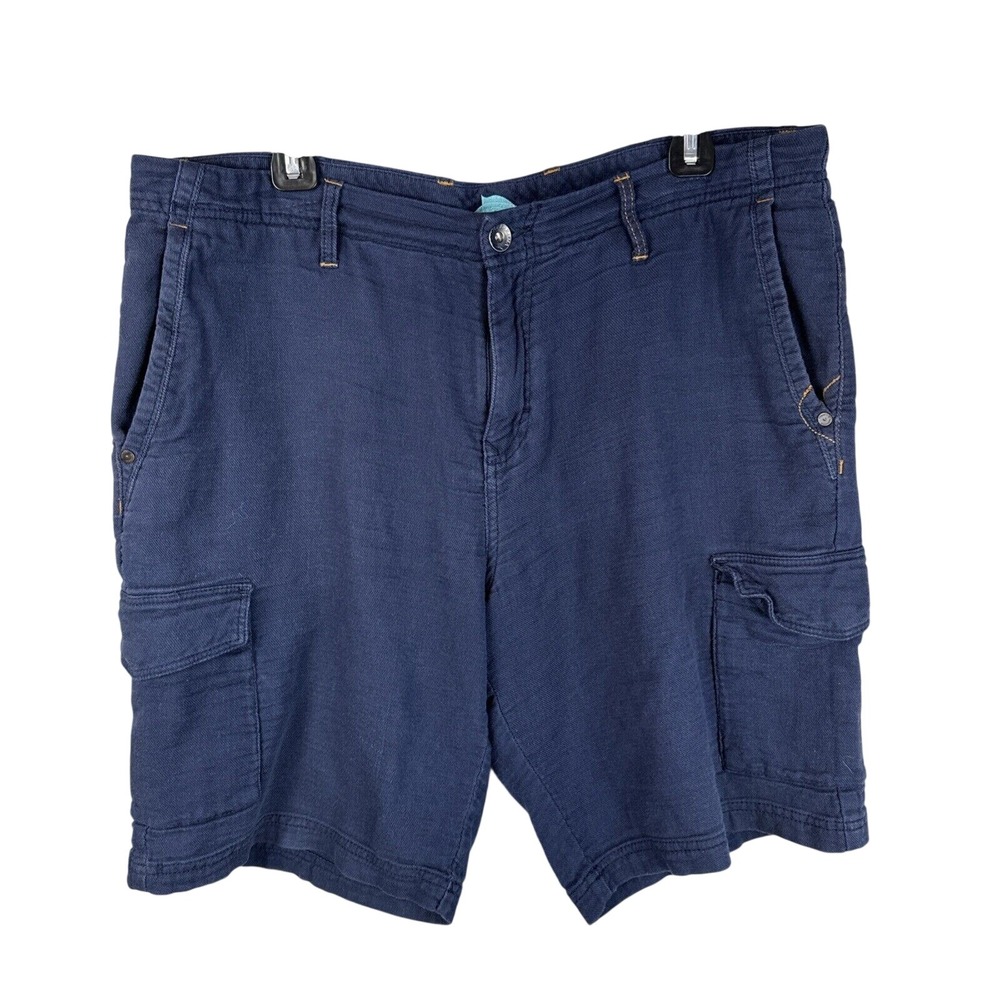Tommy‎ Bahama Mens Cargo Shorts Size 35 Navy Blue Cotton Twill 10" Inseam